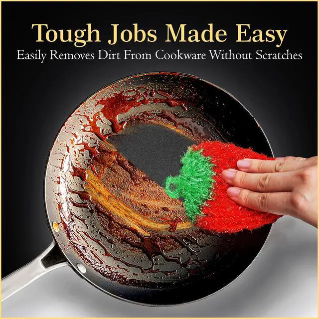 Alt view image 3 of 7 - Scratch Dish Scrubber-Long Lasting & Odorless, Safe on Non-Stick, Cast Iron, Glass and Other Surfaces, Reusable Kitchen Sponge Alternative for Kitchen, Bathroom & Floors (Pack of 5)