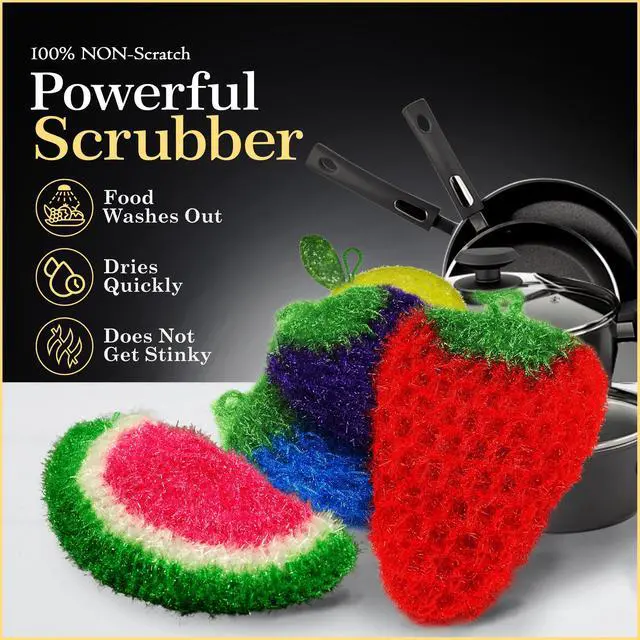 Alt view image 7 of 7 - Scratch Dish Scrubber-Long Lasting & Odorless, Safe on Non-Stick, Cast Iron, Glass and Other Surfaces, Reusable Kitchen Sponge Alternative for Kitchen, Bathroom & Floors (Pack of 5)