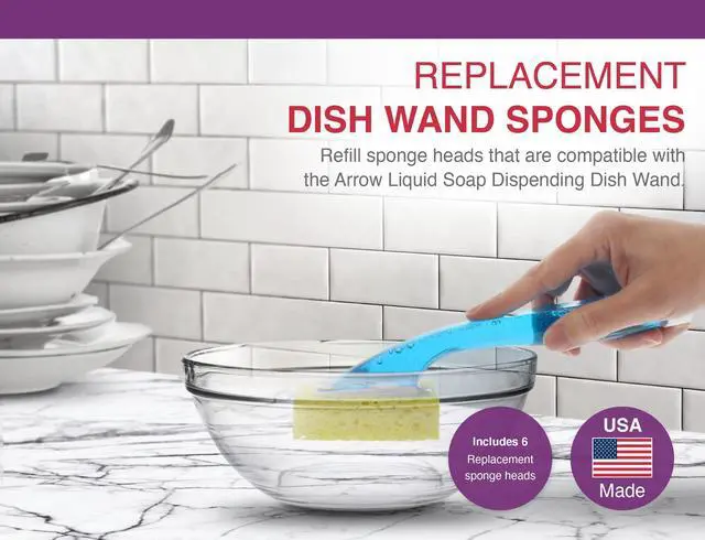 Alt view image 2 of 7 - Dish Wand Sponge Refills, 6pk - Replacement Sponge Heads for Dish Wand - Quick, Convenient Cleaning - Easy to Refill
