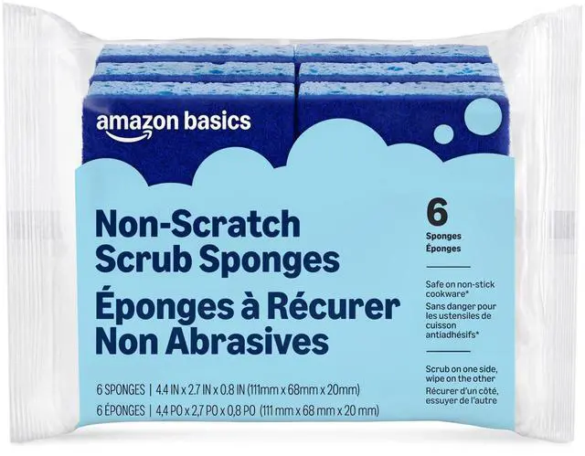 Main image of Non-Scratch Dual-Sided Sponges for Nonstick Pots and Pans, Dish Scrubber, All-Purpose, 6-Pack, Packaging May Vary