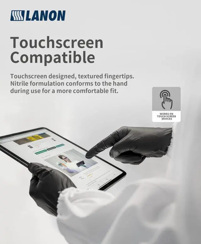 Alt view image 6 of 7 - 6-mil Black Nitrile Disposable Gloves, Food-Safe, Powder-Free, Heavy-Duty, Textured Fingertips, Latex-Free, Medium
