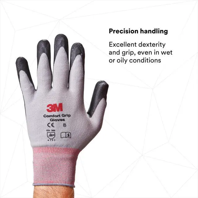 Alt view image 5 of 7 - Comfort Grip General Use Work Glove, Nitrile Palm Coating, Washable with Knit Wrist Cuff, 1 Pair, Large