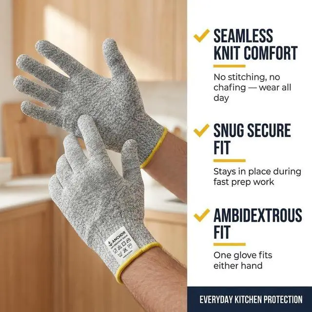 Alt view image 4 of 7 - Food Grade Cut Resistant Gloves, Level 5 Kitchen & Cooking Gloves