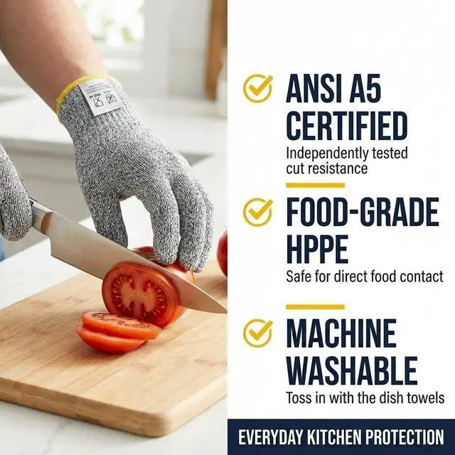 Alt view image 3 of 7 - Food Grade Cut Resistant Gloves, Level 5 Kitchen & Cooking Gloves