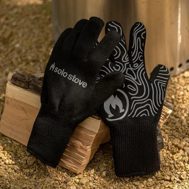 Alt view image 7 of 7 - High Heat Gloves, Grill/BBQ Gloves, Oven Mitts, Heat-Resistant up to 450°F, Non-Slip, Black, One Size