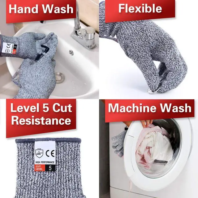 Alt view image 6 of 7 - 2PCS Cut Resistant Gloves Food Grade, Cut Proof Gloves for kitchen, Mandolin Slicing, Wood Carving, Medium