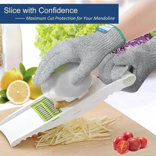 Alt view image 4 of 7 - Cut Resistant Gloves A9 Maximum Protection - Food Grade Kitchen & Chef Gloves for Food Prep, Knife Cutting, Mandoline Slicing, Butcher, Oyster Shucking, Fish Handling (Large)