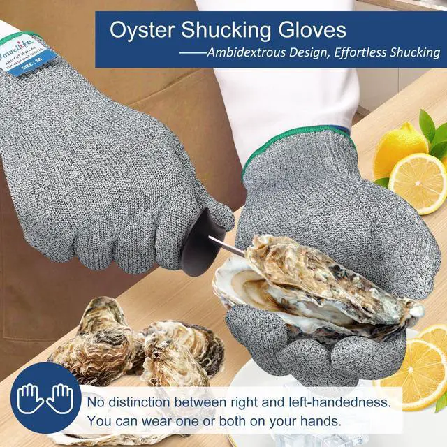 Alt view image 6 of 7 - Cut Resistant Gloves A9 Maximum Protection - Food Grade Kitchen & Chef Gloves for Food Prep, Knife Cutting, Mandoline Slicing, Butcher, Oyster Shucking, Fish Handling (Large)