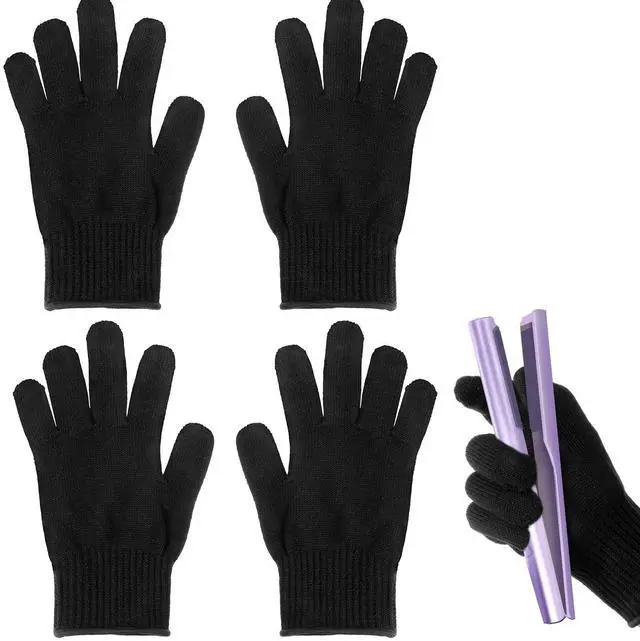 Main image of 4 Pack Heat Resistant Gloves for Hair Styling, Curling Iron Glove Heat Blocking Glove for Curling Wand F& lat Iron