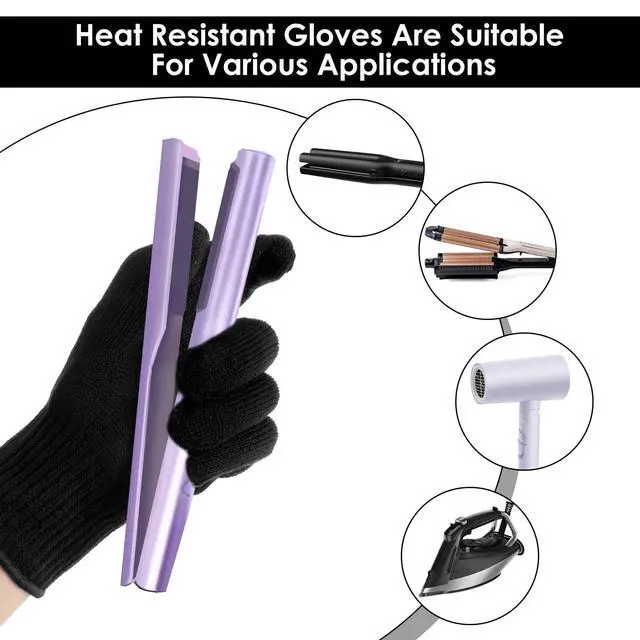 Alt view image 5 of 7 - 4 Pack Heat Resistant Gloves for Hair Styling, Curling Iron Glove Heat Blocking Glove for Curling Wand F& lat Iron