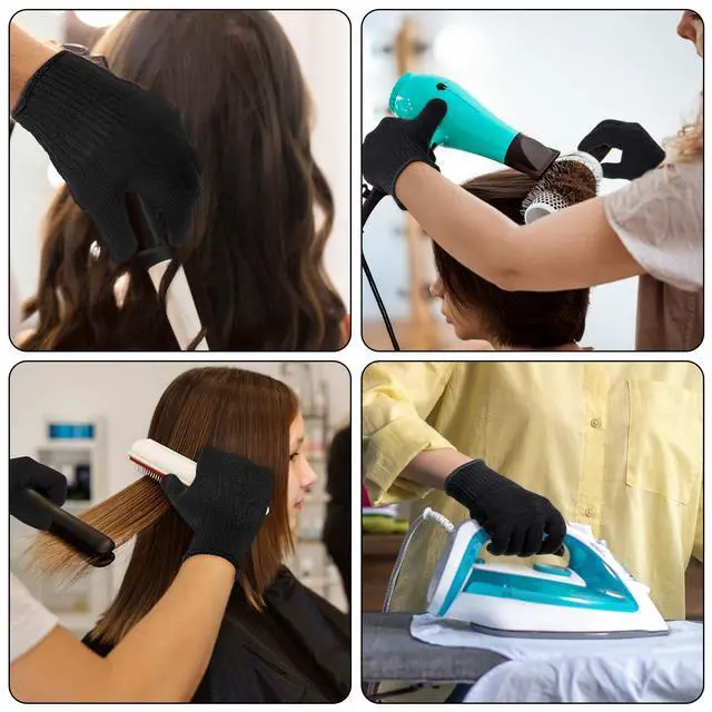 Alt view image 7 of 7 - 4 Pack Heat Resistant Gloves for Hair Styling, Curling Iron Glove Heat Blocking Glove for Curling Wand F& lat Iron