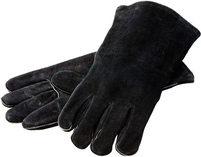 Main image of 18 Inch Leather Outdoor Cooking Gloves - Leather Cooking Gloves for Indoor and Outdoor Cooking - Black
