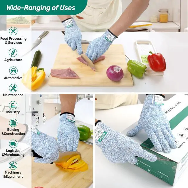 Alt view image 5 of 6 - Cut Resistant Gloves, Food Grade Cut Proof Gloves for Kitchen, ANSI A4 Safety Protection, Ideal for Chef's Work, X-Large