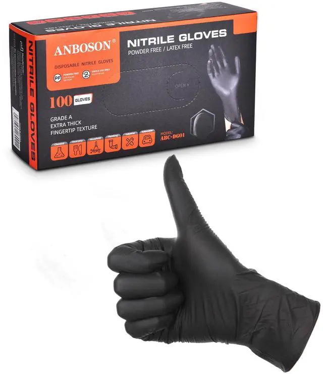 Main image of Black Nitrile Gloves for Cooking and BBQ, 4 Mil Food Safe, Large