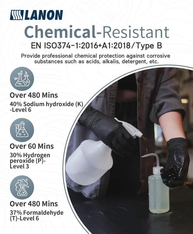 Alt view image 6 of 6 - Food Safe Disposable Nitrile Gloves, Latex-Free, Powder-Free, Silicone-Free, Textured Fingertips, Cooking, BlackMedium