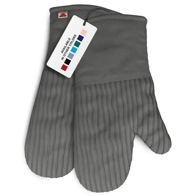 Main image of Silicone Oven Mitts - Gray Set of 2-12.5" - Heat Resistant to 536 F / 280 C Kitchen Gloves - Professional Grade Protection Hot Cooking Baking