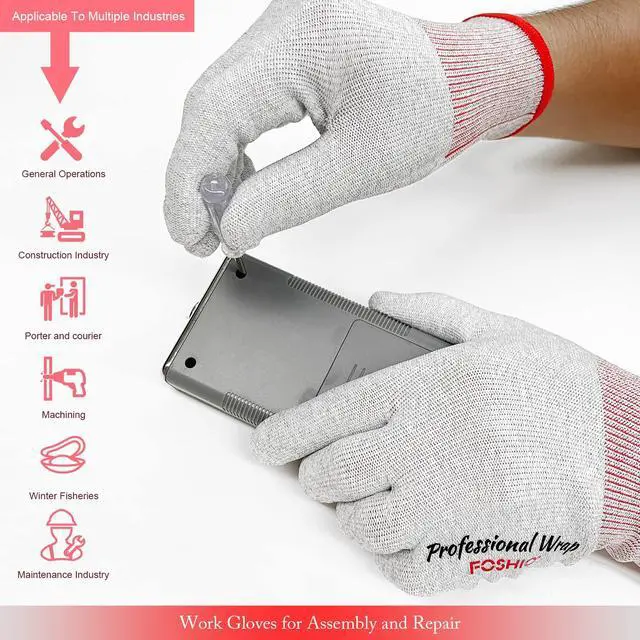 Alt view image 5 of 7 - Vinyl Wrap Gloves, Professional Anti-Static Application Carbon Fiber Vinyl Wrap Tool Dust-Free Non Slip Working Gloves (1 Pair)