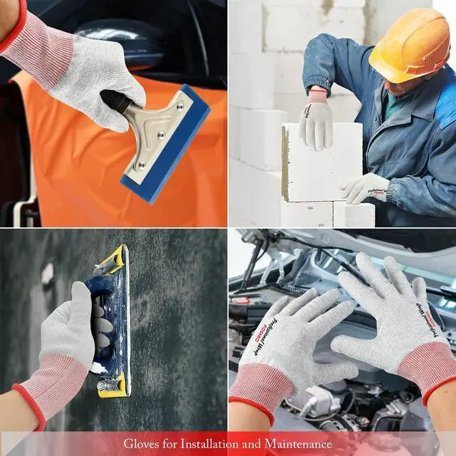 Alt view image 7 of 7 - Vinyl Wrap Gloves, Professional Anti-Static Application Carbon Fiber Vinyl Wrap Tool Dust-Free Non Slip Working Gloves (1 Pair)