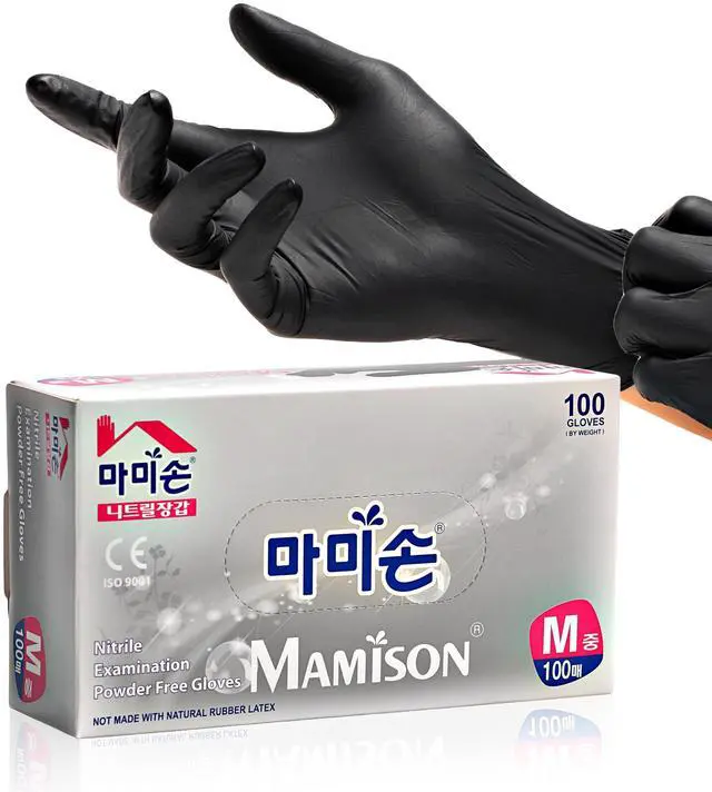 Main image of Black Nitrile Disposable Gloves, Powder-Free, Latex-Free, 4 Mil, 100 Count, Food Safe, BBQ, Kitchen, Cooking (Large(Pack of 100))