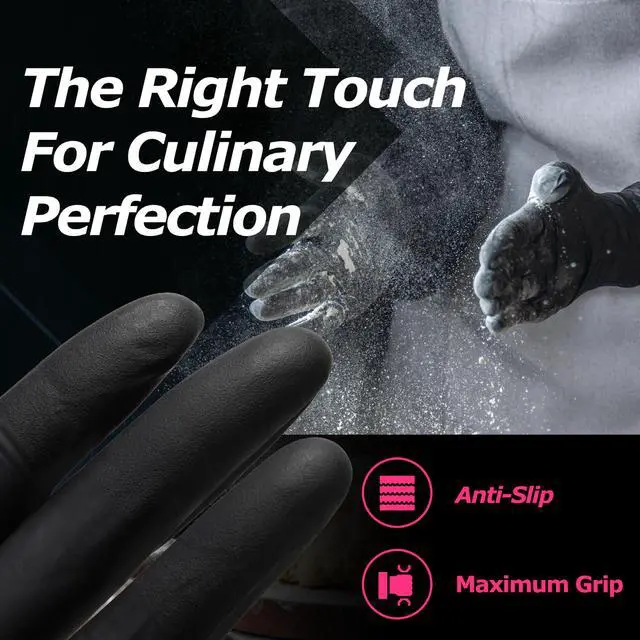 Alt view image 4 of 7 - Black Nitrile Disposable Gloves, Powder-Free, Latex-Free, 4 Mil, 100 Count, Food Safe, BBQ, Kitchen, Cooking (Large(Pack of 100))