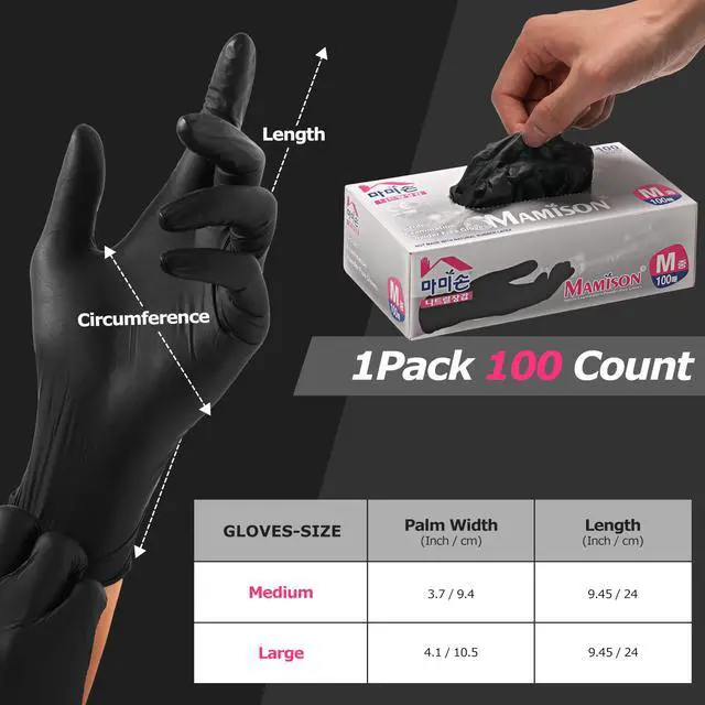 Alt view image 7 of 7 - Black Nitrile Disposable Gloves, Powder-Free, Latex-Free, 4 Mil, 100 Count, Food Safe, BBQ, Kitchen, Cooking (Large(Pack of 100))