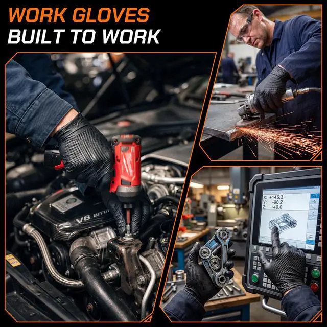 Alt view image 5 of 7 - 10mil Nitrile Gloves Thick,Industrial Disposable Cooking Gloves with Diamond Textured,Heavy Duty Mechanic Gloves,Latex Free (100, XL)