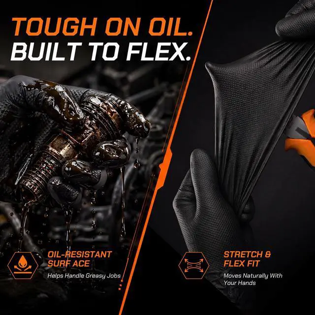 Alt view image 6 of 7 - 10mil Nitrile Gloves Thick,Industrial Disposable Cooking Gloves with Diamond Textured,Heavy Duty Mechanic Gloves,Latex Free (100, XL)