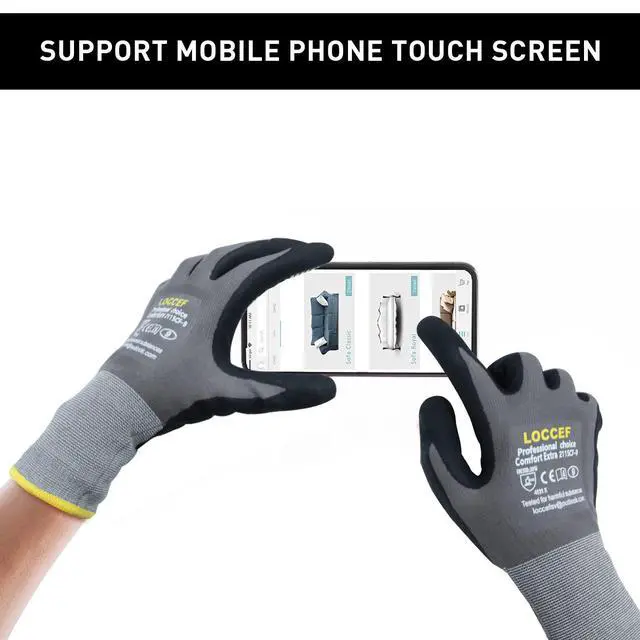 Alt view image 2 of 7 - Endurance Knit Work Gloves MicroFoam Nitrile Coated-6 Pairs,Tacky Dot Grip, Multi Purpose,Micro-Foam Gloves(11-XXL)