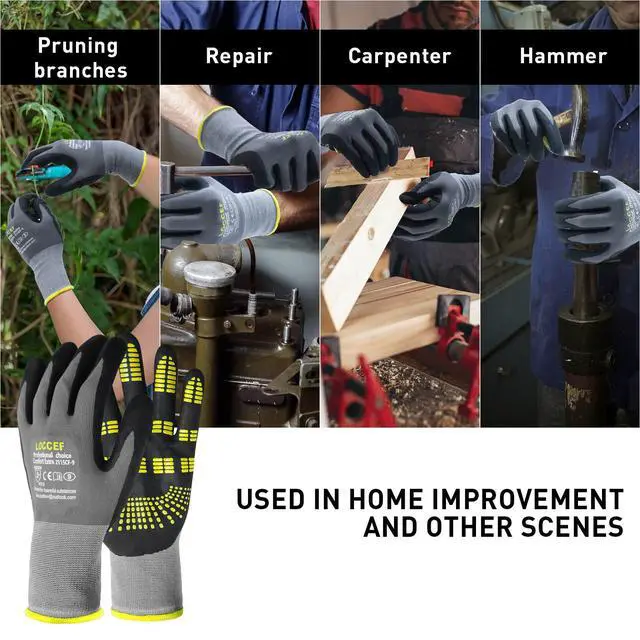 Alt view image 3 of 7 - Endurance Knit Work Gloves MicroFoam Nitrile Coated-6 Pairs,Tacky Dot Grip, Multi Purpose,Micro-Foam Gloves(11-XXL)