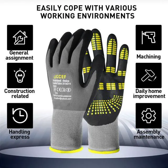 Alt view image 5 of 7 - Endurance Knit Work Gloves MicroFoam Nitrile Coated-6 Pairs,Tacky Dot Grip, Multi Purpose,Micro-Foam Gloves(11-XXL)