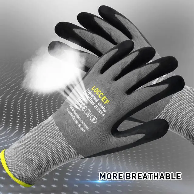Alt view image 7 of 7 - Endurance Knit Work Gloves MicroFoam Nitrile Coated-6 Pairs,Tacky Dot Grip, Multi Purpose,Micro-Foam Gloves(11-XXL)