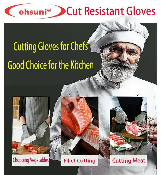 Alt view image 2 of 7 - Cutting Gloves, 2 Pairs of Cut Resistant Gloves Food Grade, Cut Resistant Gloves for Kitchen, Oyster Shucking, Fish Fillet Processing, Carving Wood and Gardening(Medium-Grey)
