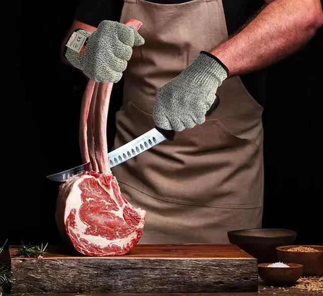 Alt view image 5 of 7 - Cutting Gloves, 2 Pairs of Cut Resistant Gloves Food Grade, Cut Resistant Gloves for Kitchen, Oyster Shucking, Fish Fillet Processing, Carving Wood and Gardening(Medium-Grey)