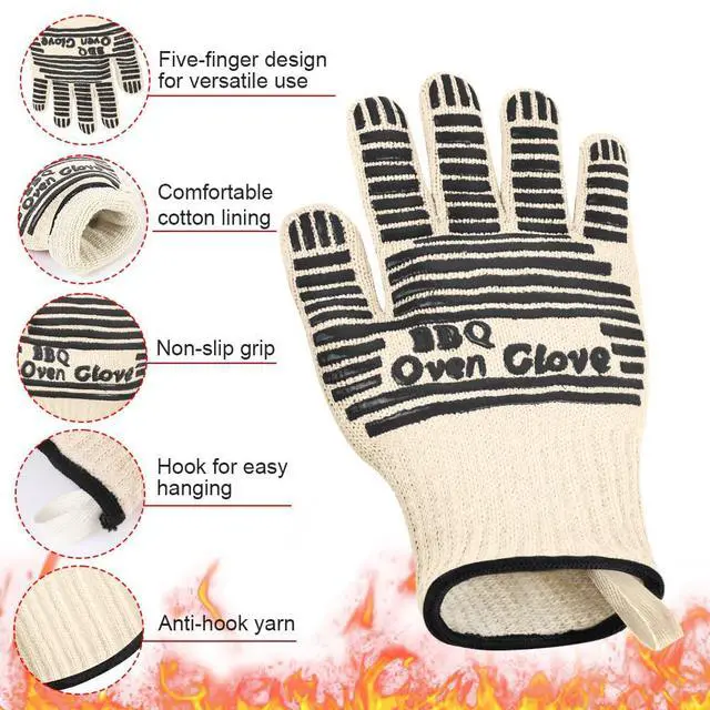 Alt view image 3 of 7 - Oven Gloves, Oven Gloves Heat Resistant 662°F / 350°C, Silicone Non-Slip Grilling Gloves, Kitchen Gloves for Oven, BBQ, Baking, Grilling, Cooking (Black-27 cm)