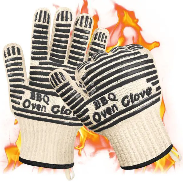 Main image of Oven Gloves, Oven Gloves Heat Resistant 662°F / 350°C, Silicone Non-Slip Grilling Gloves, Kitchen Gloves for Oven, BBQ, Baking, Grilling, Cooking (Black-27 cm)