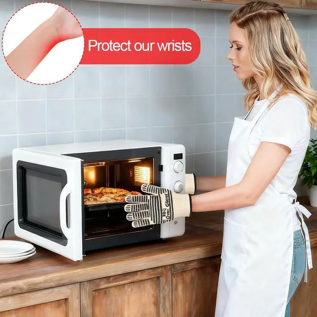 Alt view image 4 of 7 - Oven Gloves, Oven Gloves Heat Resistant 662°F / 350°C, Silicone Non-Slip Grilling Gloves, Kitchen Gloves for Oven, BBQ, Baking, Grilling, Cooking (Black-27 cm)