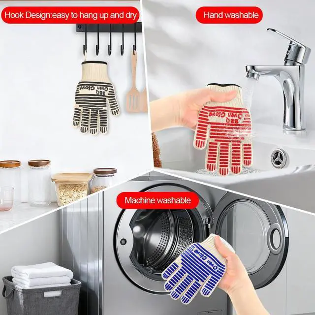 Alt view image 6 of 7 - Oven Gloves, Oven Gloves Heat Resistant 662°F / 350°C, Silicone Non-Slip Grilling Gloves, Kitchen Gloves for Oven, BBQ, Baking, Grilling, Cooking (Black-27 cm)