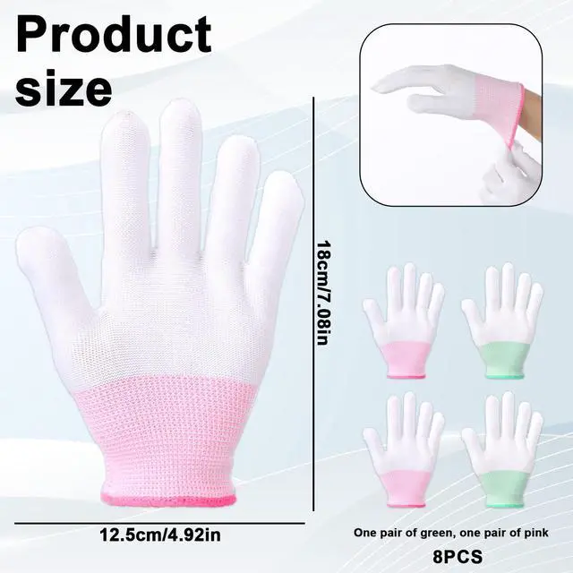 Alt view image 2 of 7 - 8 Pcs Heat Gloves for Hair Styling, Heat Protectant Gloves Curling Iron Thermal Glove for Curling Wand and Flat Iron Hair Straightener Suitable Sublimation Heats Transfer Printing Soldering