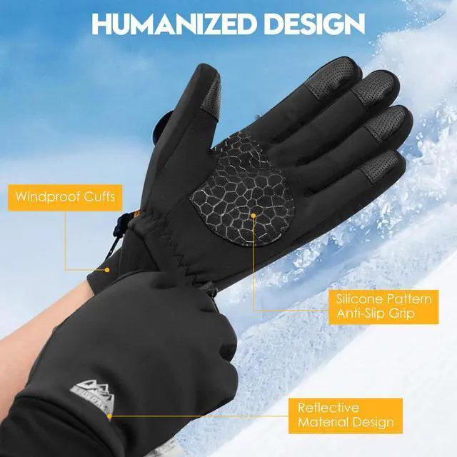 Alt view image 3 of 7 - Winter Gloves for Women & Men, 3M Thermal Insulation, Lycra Fabric, Touchscreen, Anti-Slip, Black, XL