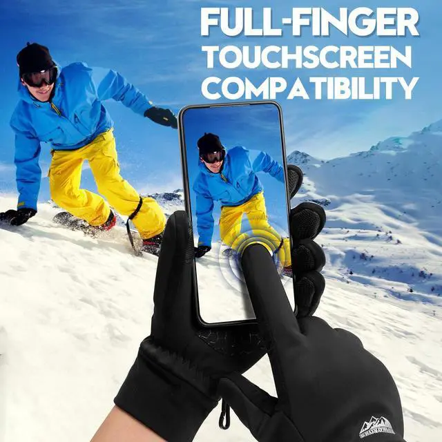 Alt view image 4 of 7 - Winter Gloves for Women & Men, 3M Thermal Insulation, Lycra Fabric, Touchscreen, Anti-Slip, Black, XL