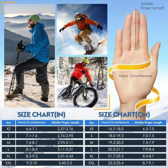 Alt view image 6 of 7 - Winter Gloves for Women & Men, 3M Thermal Insulation, Lycra Fabric, Touchscreen, Anti-Slip, Black, XL