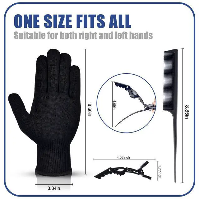 Alt view image 2 of 7 - Heat Proof Medium Glove Mitts for Hair Styling - 2Pcs for Flat Iron, Curling Wand, and Hot-Air Brushes