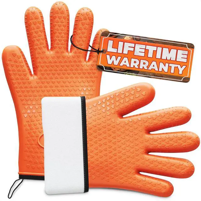 Main image of Silicone Oven Gloves with Fingers Dual-Layer Silicone Gloves for Cooking, Heat & Oil Resistant with Soft Inner Cotton Padding Non-Slip Oven Mitts for Grilling, Baking, Hot Tray, Smoker & Fryer Use