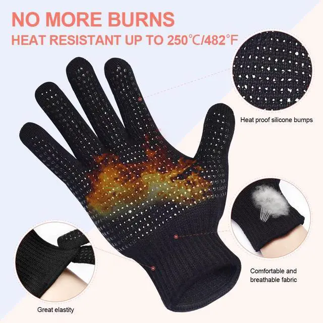 Alt view image 2 of 7 - Heat Gloves for Hair Styling, Heat Resistant Gloves with Silicone Mat Pouch for Curling Iron, Flat Iron, Straightener, Hot Hair Tools