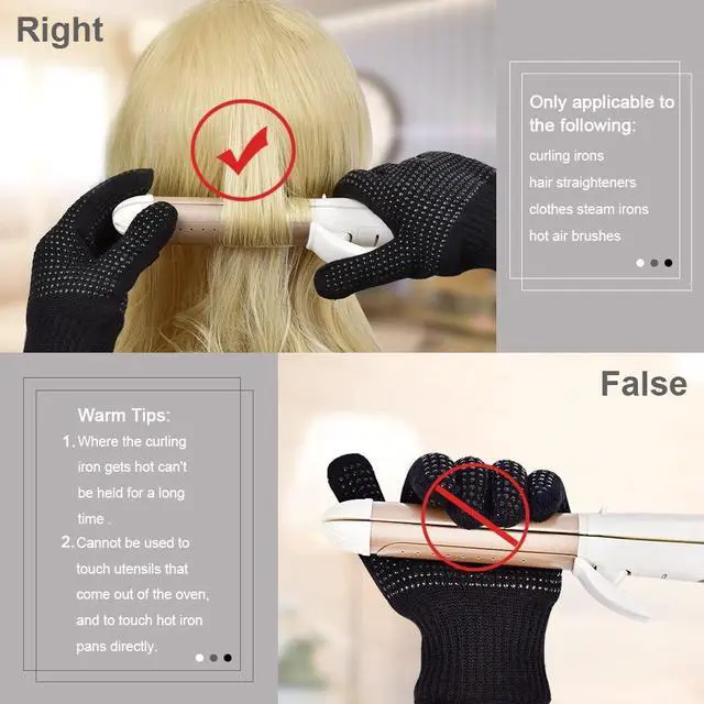 Alt view image 6 of 7 - Heat Gloves for Hair Styling, Heat Resistant Gloves with Silicone Mat Pouch for Curling Iron, Flat Iron, Straightener, Hot Hair Tools