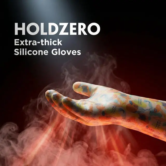 Alt view image 2 of 7 - Heat Resistant Gloves for Cooking Thickened Silicone Coating Cotton Liner Waterproof Food Grade Graffiti-Art Printing Medium