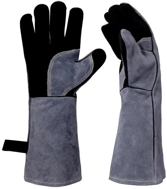 Main image of 16" Leather Forge Welding Gloves, 932 Heat/Fire Resistant, Multi-Use Mitts for TIG/MIG Welding, BBQ, Oven, Baking, Furnace, Beekeeping, Animal Handling & Stove SafetyAmbidextrous