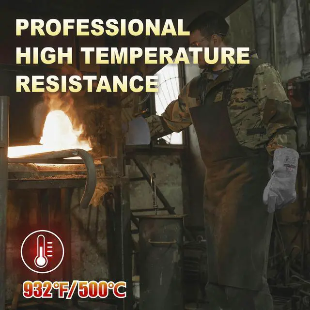 Alt view image 6 of 7 - Heat Resistant Leather Gloves, Foundry