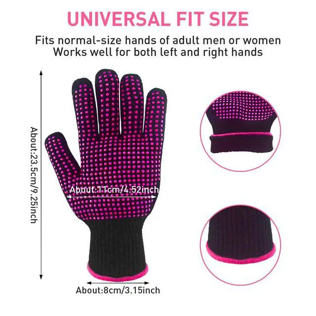 Alt view image 2 of 7 - 4 Pieces Heat Resistant Gloves with Silicone Bumps for Hair Styling Heat Blocking Gloves for Curling,Flat Iron and Hair Styling Toolsfor Hair Styling Sublimation