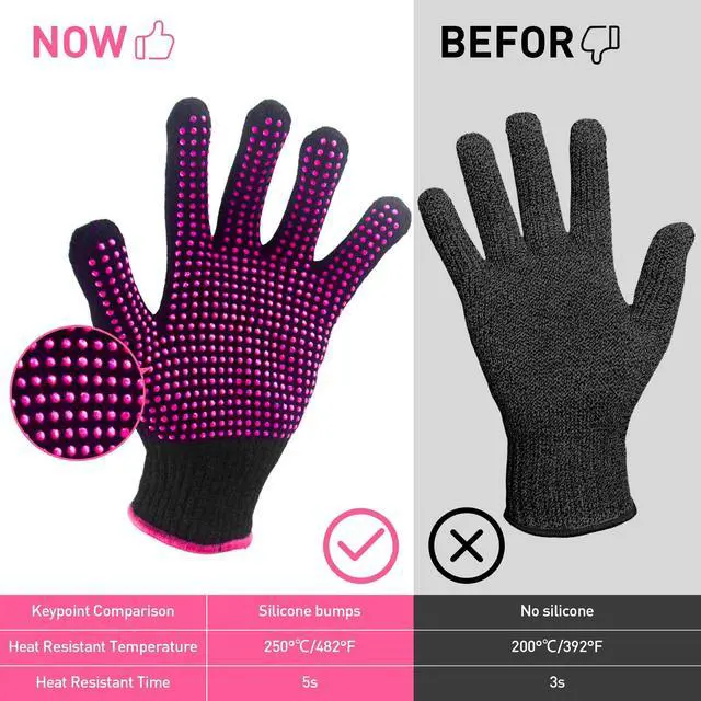 Alt view image 5 of 7 - 4 Pieces Heat Resistant Gloves with Silicone Bumps for Hair Styling Heat Blocking Gloves for Curling,Flat Iron and Hair Styling Toolsfor Hair Styling Sublimation
